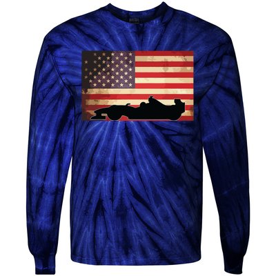 American USA Flag Indy Car Fan Lover Racecar Formula Gift Tie-Dye Long Sleeve Shirt