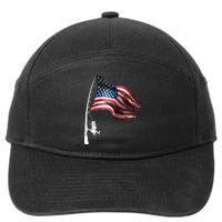 American USA Flag Fishing Pole 7-Panel Snapback Hat