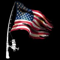 American USA Flag Fishing Pole 7-Panel Snapback Hat