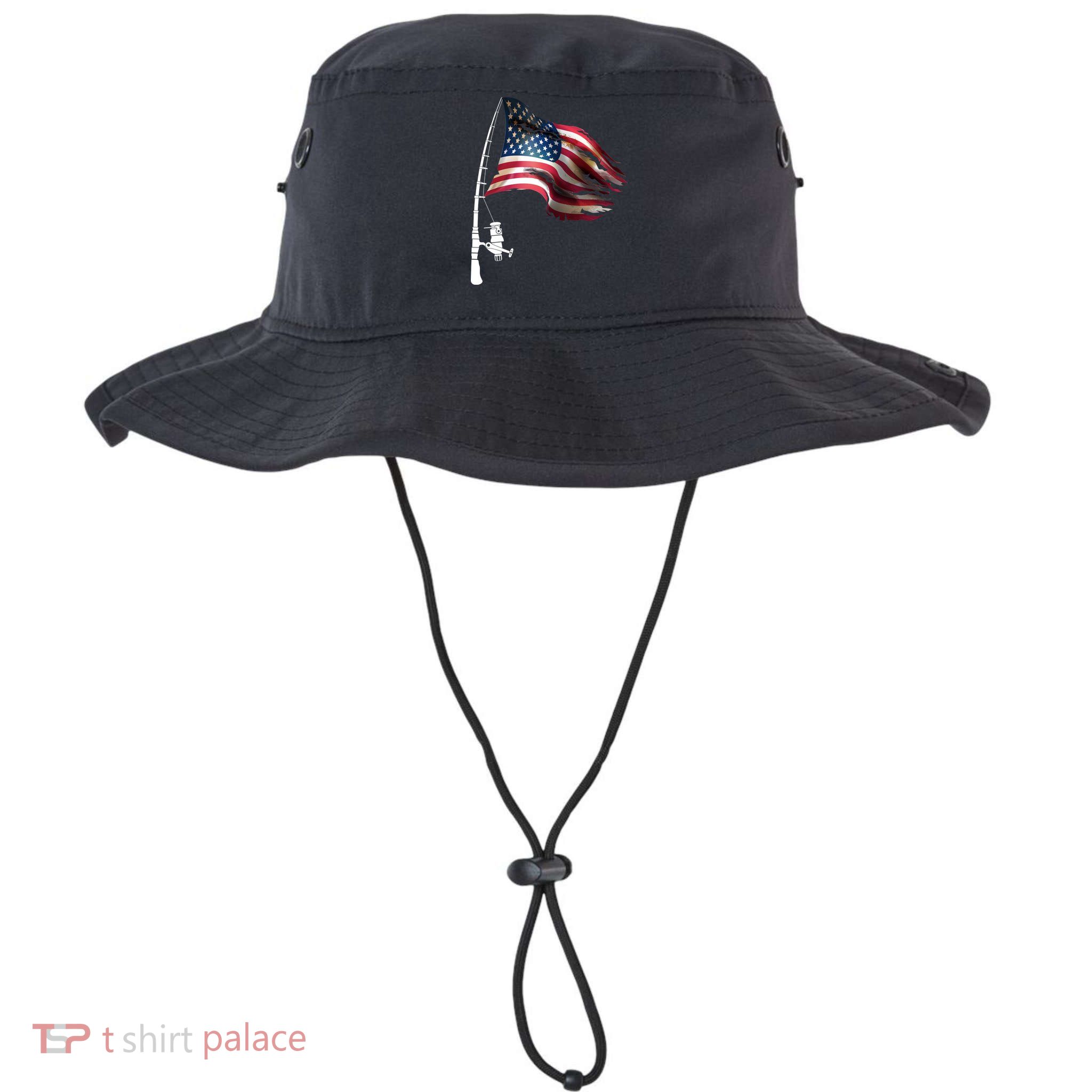 American USA Flag Fishing Pole Legacy Cool Fit Booney Bucket Hat