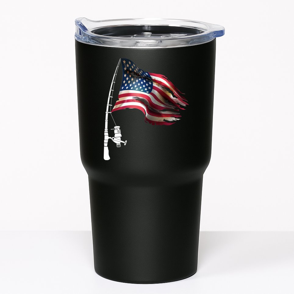 American USA Flag Fishing Pole Tumbler