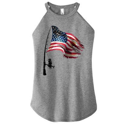 American USA Flag Fishing Pole Women’s Perfect Tri Rocker Tank