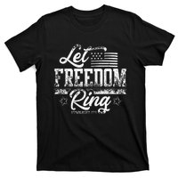 American USA Flag Let Freedom Ring 4th Of July Retro Vintage T-Shirt