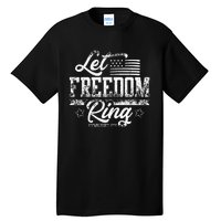 American USA Flag Let Freedom Ring 4th Of July Retro Vintage Tall T-Shirt