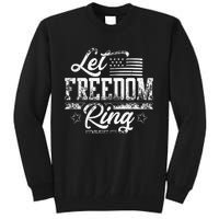 American USA Flag Let Freedom Ring 4th Of July Retro Vintage Tall Sweatshirt