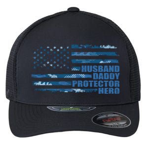 American Usa Flag Camouflage Husbanddaddyprotectorhero Cool Gift Flexfit Unipanel Trucker Cap