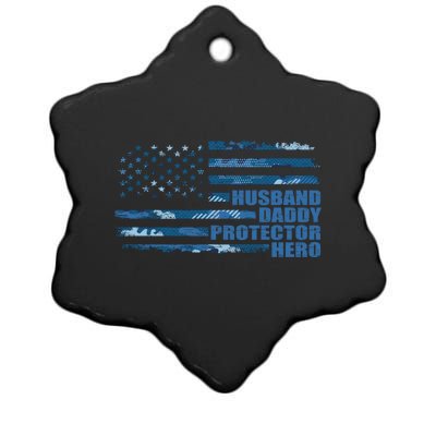 American Usa Flag Camouflage Husbanddaddyprotectorhero Cool Gift Ceramic Star Ornament