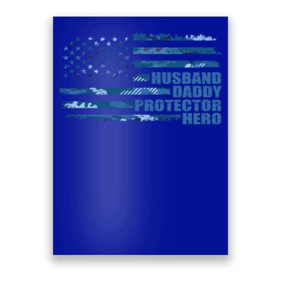 American Usa Flag Camouflage Husbanddaddyprotectorhero Cool Gift Poster