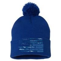 American Usa Flag Camouflage Husbanddaddyprotectorhero Cool Gift Pom Pom 12in Knit Beanie