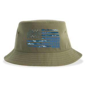 American Usa Flag Camouflage Husbanddaddyprotectorhero Cool Gift Sustainable Bucket Hat