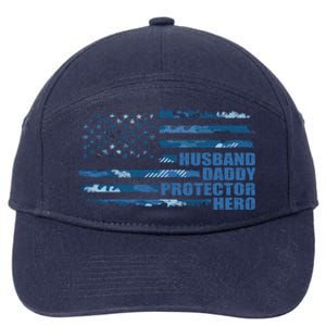 American Usa Flag Camouflage Husbanddaddyprotectorhero Cool Gift 7-Panel Snapback Hat