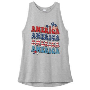 America USA Fourth Of July 4th For Men Women And Boy Ladies PosiCharge Tri-Blend Wicking Tank