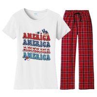 America USA Fourth Of July 4th For Men Women And Boy Women's Flannel Pajama Set