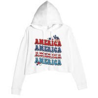 America USA Fourth Of July 4th For Men Women And Boy Crop Fleece Hoodie