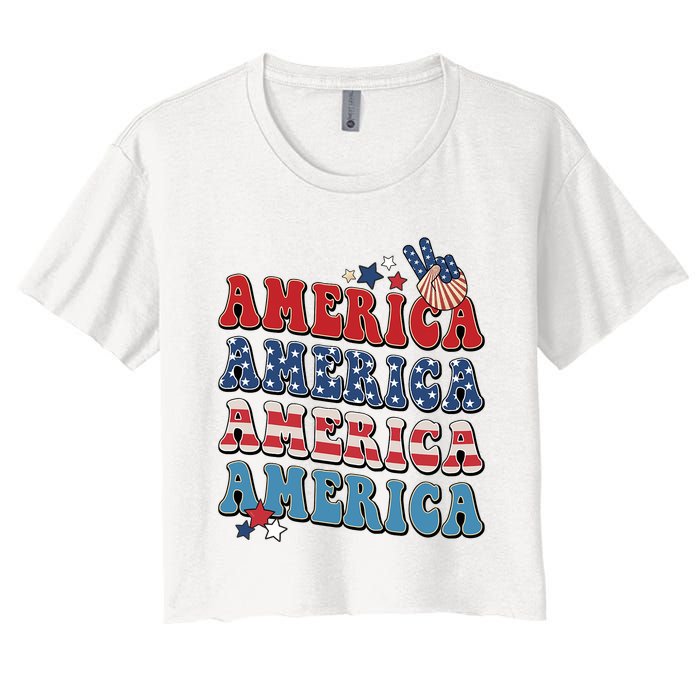 America USA Fourth Of July 4th For Men Women And Boy Women's Crop Top Tee