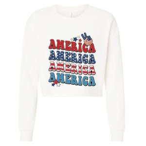 America USA Fourth Of July 4th For Men Women And Boy Cropped Pullover Crew