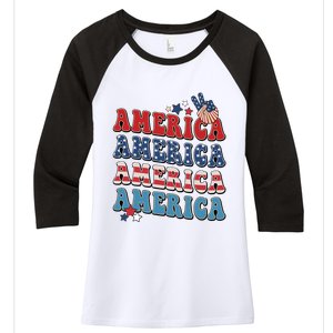 America USA Fourth Of July 4th For Men Women And Boy Women's Tri-Blend 3/4-Sleeve Raglan Shirt