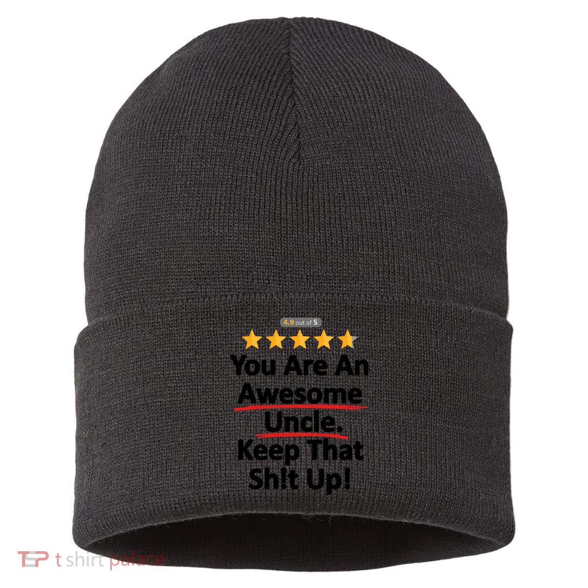 Awesome Uncle Funny Gift For Uncles Sustainable Knit Beanie