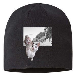 Alien UFO Funny Cat Reaching, Space Cat Funny Cat Alien Sustainable Beanie