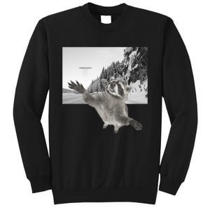 Alien UFO Funny Raccoon Reaching, Funny Raccoon Alien Sweatshirt