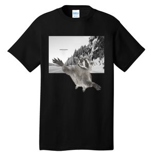 Alien UFO Funny Raccoon Reaching, Funny Raccoon Alien Tall T-Shirt