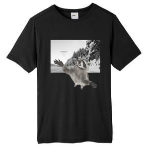 Alien UFO Funny Raccoon Reaching, Funny Raccoon Alien Tall Fusion ChromaSoft Performance T-Shirt