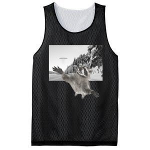 Alien UFO Funny Raccoon Reaching, Funny Raccoon Alien Mesh Reversible Basketball Jersey Tank