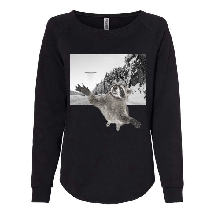 Alien UFO Funny Raccoon Reaching, Funny Raccoon Alien Womens California Wash Sweatshirt