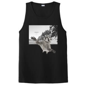 Alien UFO Funny Raccoon Reaching, Funny Raccoon Alien PosiCharge Competitor Tank