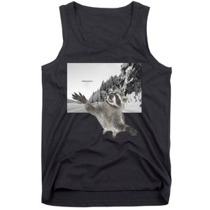 Alien UFO Funny Raccoon Reaching, Funny Raccoon Alien Tank Top