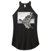 Alien UFO Funny Raccoon Reaching, Funny Raccoon Alien Women's Perfect Tri Rocker Tank