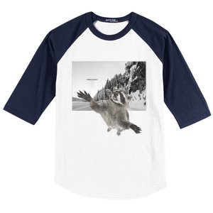 Alien UFO Funny Raccoon Reaching, Funny Raccoon Alien Baseball Sleeve Shirt