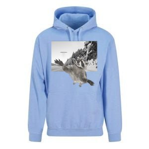 Alien UFO Funny Raccoon Reaching, Funny Raccoon Alien Unisex Surf Hoodie