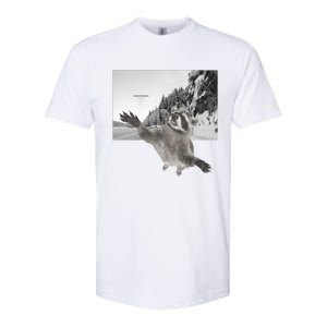 Alien UFO Funny Raccoon Reaching, Funny Raccoon Alien Softstyle CVC T-Shirt