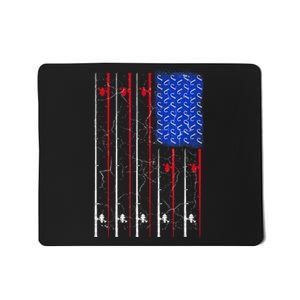 American Us Flag Fishing Rod Fisherman Top For Him Mousepad