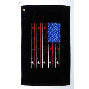 American Us Flag Fishing Rod Fisherman Top For Him Platinum Collection Golf Towel