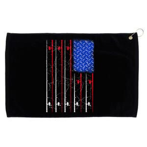 American Us Flag Fishing Rod Fisherman Top For Him Grommeted Golf Towel