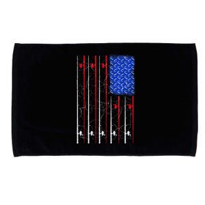 American Us Flag Fishing Rod Fisherman Top For Him Microfiber Hand Towel