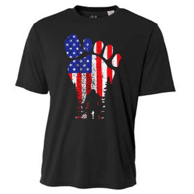 American USA Flag Bigfoot Sasquatch Patriotic 4th of July Cooling Performance Crew T-Shirt