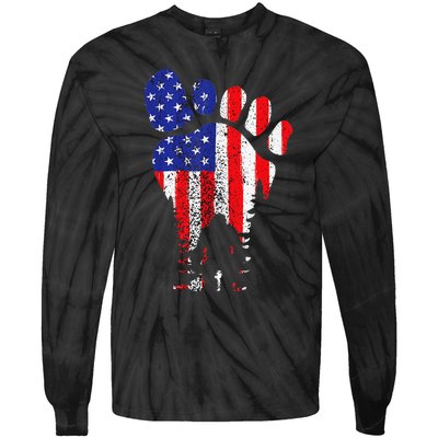 American USA Flag Bigfoot Sasquatch Patriotic 4th of July Tie-Dye Long Sleeve Shirt