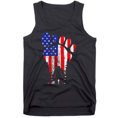 American USA Flag Bigfoot Sasquatch Patriotic 4th of July Tank Top