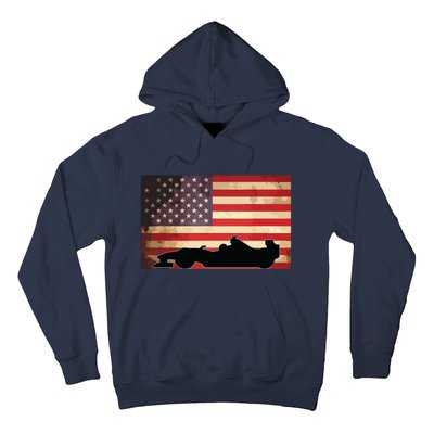 American USA Flag Indy Car Fan Lover Racecar Formula Gift Hoodie