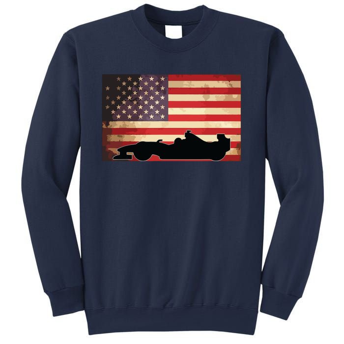 American USA Flag Indy Car Fan Lover Racecar Formula Gift Sweatshirt