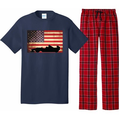 American USA Flag Indy Car Fan Lover Racecar Formula Gift Pajama Set