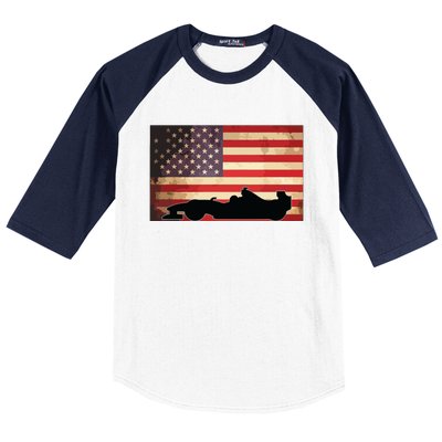 American USA Flag Indy Car Fan Lover Racecar Formula Gift Baseball Sleeve Shirt