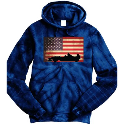 American USA Flag Indy Car Fan Lover Racecar Formula Gift Tie Dye Hoodie