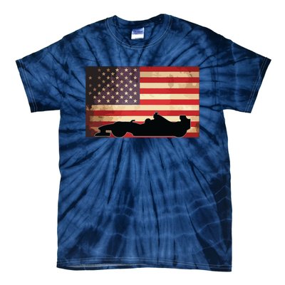 American USA Flag Indy Car Fan Lover Racecar Formula Gift Tie-Dye T-Shirt