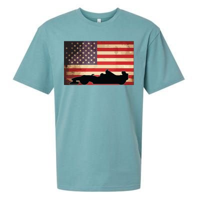 American USA Flag Indy Car Fan Lover Racecar Formula Gift Sueded Cloud Jersey T-Shirt