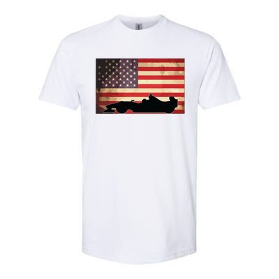 American USA Flag Indy Car Fan Lover Racecar Formula Gift Softstyle CVC T-Shirt