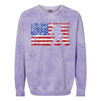 American USA Flag Bigfoot Sasquatch Patriotic 4th of July Colorblast Crewneck Sweatshirt